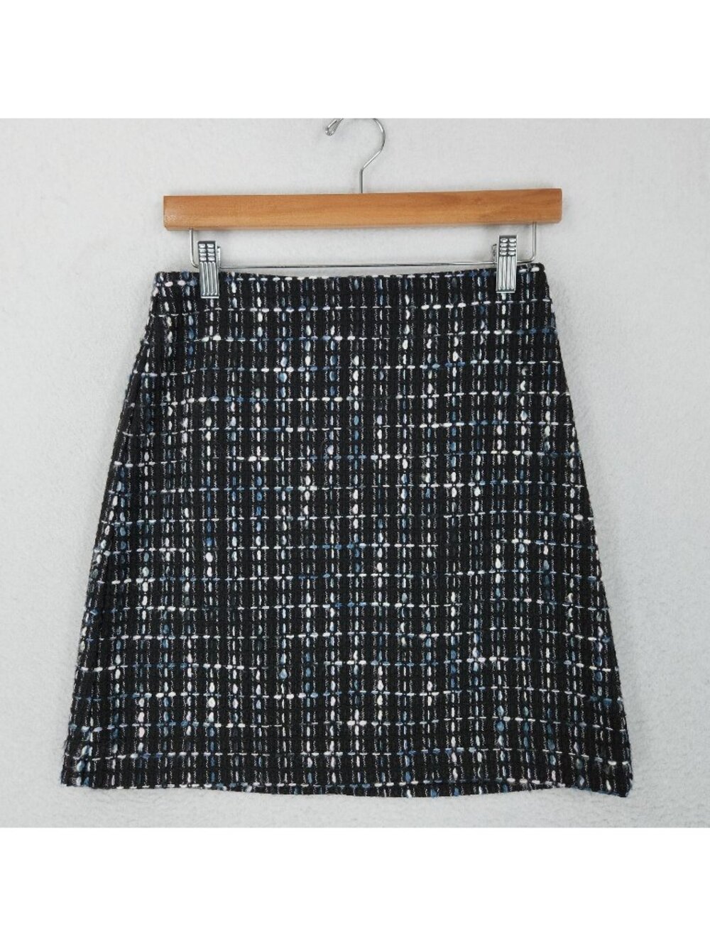 LOFT Skirt Womens 2 Petite Black Tweed A Line Classic Workwear Business NEW